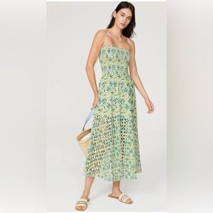 SOLID & STRIPED Green Floral Midi Dress